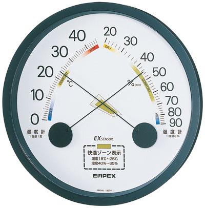 商品詳細●壁掛用 ●日本製 仕様一覧 本体サイズ 直径約162×29mm 質量（箱含む） 約300g(ディスプレイ) カラー ブラック ※記載内容の仕様及び外観は、改良のため予告なく変更されることがあります。 ※こちらの商品はメーカー取り寄せとなります※ ■メーカー在庫がある場合■ ■メーカー在庫がない場合■ 通常3〜4営業日でお取り寄せ（欠品を除く） 納期未定となります。 どちらの場合もご注文後、メールにてお知らせいたします。 予めご了承ください。技術が生んだ高精度センサ エンペックスは、長年培ってきた精密センサ技術と厳しい品質保証システムにより、高精度スペックを実現。 健康で快適な生活に、エンペックスの温度・湿度計をお役立てください。