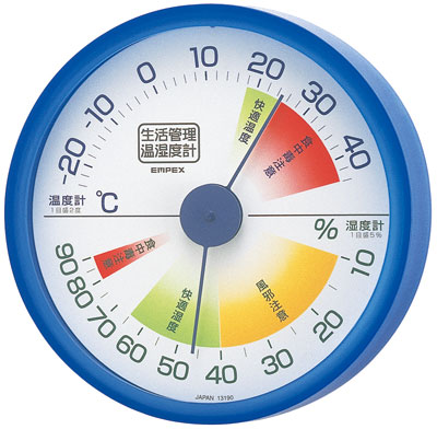 温湿度計 エンペックス アナログ 日本製 食中毒注意 壁掛け 生活管理温・湿度計 TM-2416