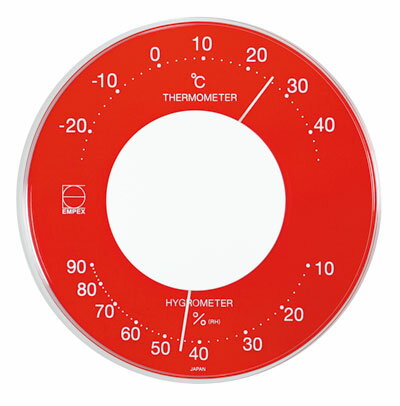 温湿度計 エンペックス アナログ 日本製 壁掛け 置き型 おしゃれ インテリア セレナ・カラー温・湿度計 レッド LV-4355
