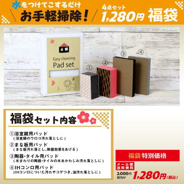 2020 福袋 掃除 グッズ セット 気になる汚れ お手軽掃除 パッドセット 浴室 鏡 IHコンロ まな板の汚れ 陶器 タイル