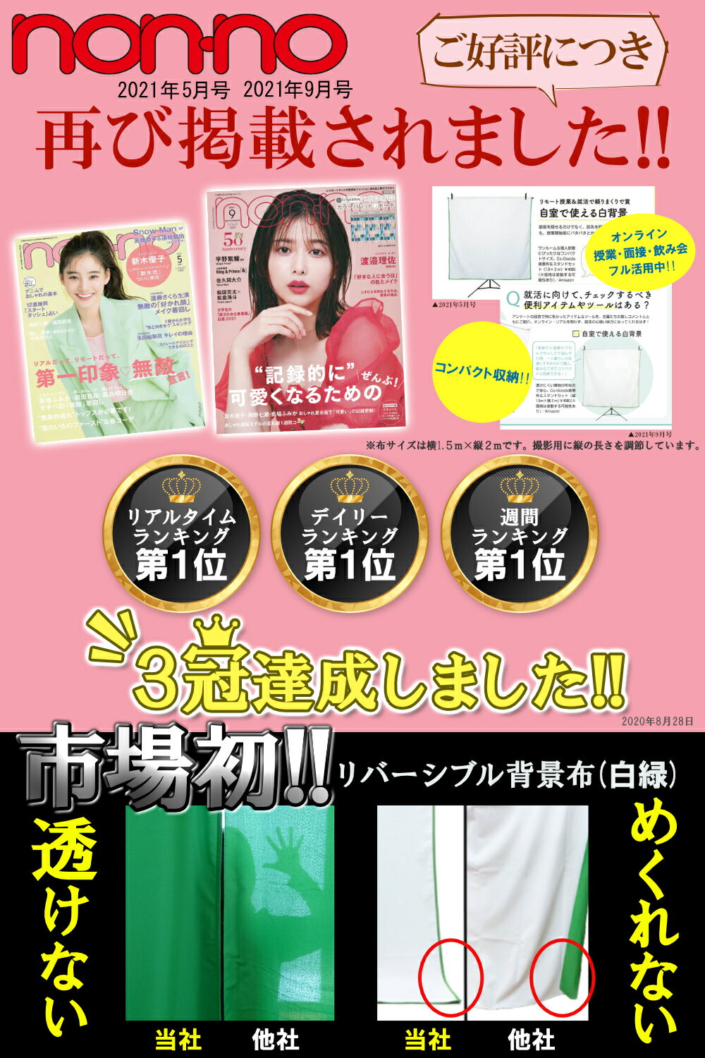 楽天市場】背景布 T型スタンド 【市場初 緑 白リバーシブル】【すぐ 
