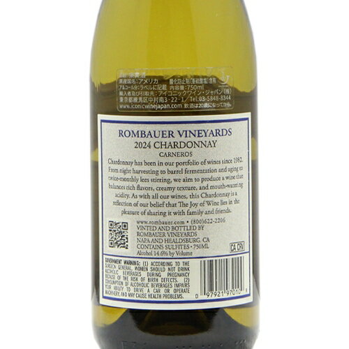 ��2.2���߰ʾ������̵���� ����Х����� �����ɥ� �����ͥ��� 2024 Rombauer Chardonnay Carneros ��磻�� ����ꥫ ����ե���˥�