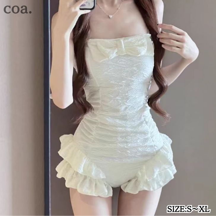 乐天商城 - 水着 ワンピース レディース オールインワン 体型カバー フレア 無地 シンプル ママ水着 セクシー 可愛い きれいめ エレガント 露出控えめ お洒落 大人