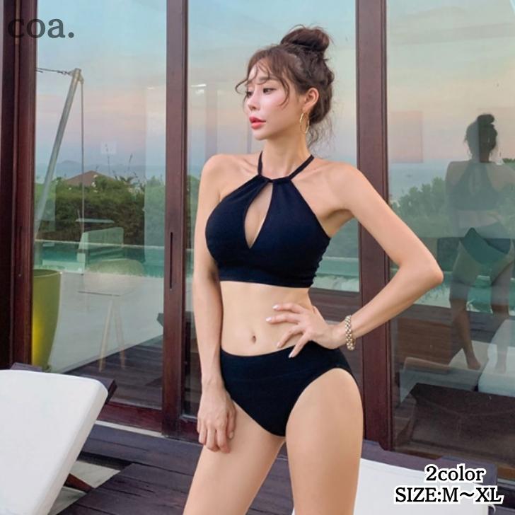 Two-Piece - 水着 ビキニ セットアップ 上下セット 2点セット セパレート レディース シンプル ママ水着 セクシー 可愛い きれいめ エレガント お洒落 大人