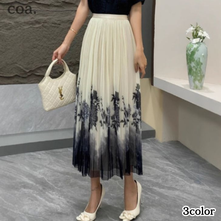 スカートAラインウエストゴムレース...