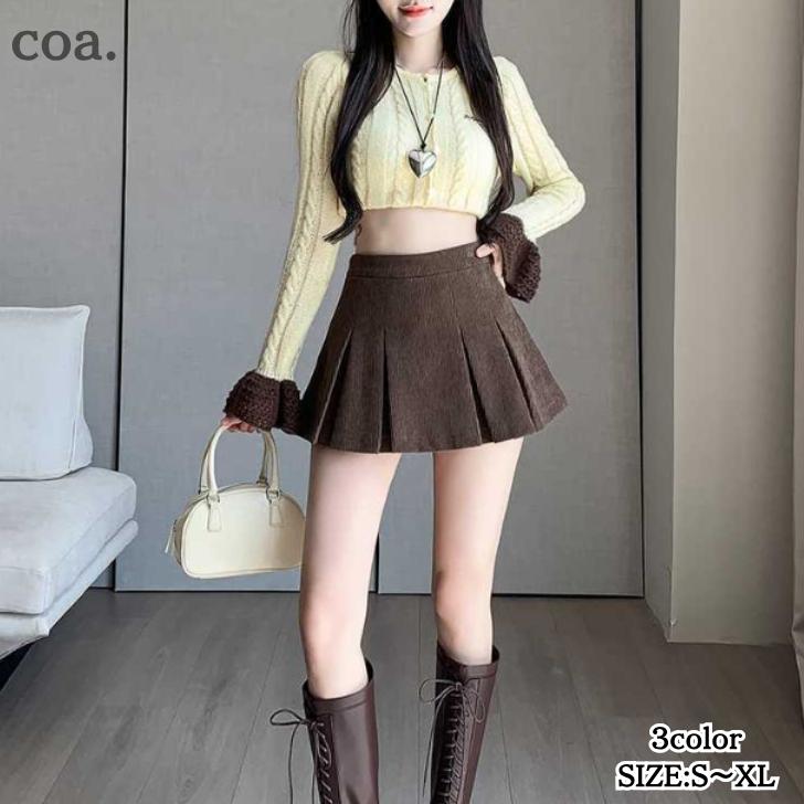 ミニスカートコーデュロイプリーツミ...