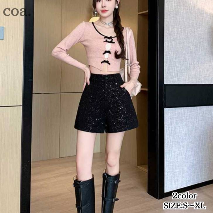 Rakuten - ショートパンツ パンツ ハイウエスト ミニ丈 レディース ボトムス ショート丈 無地 おしゃれ カジュアル かわいい デート シンプル