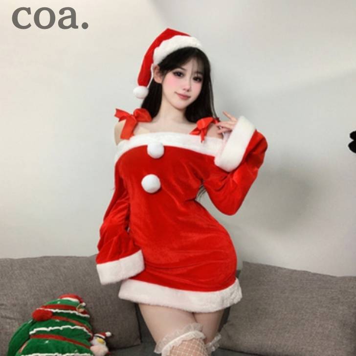 乐天商城 - サンタ コスチューム クリスマス サンタクロース Xmas コスプレ パーティー イベント 衣装 仮装 ワンピース ミニ丈 ショート丈 女性 レディース 大人 可愛い