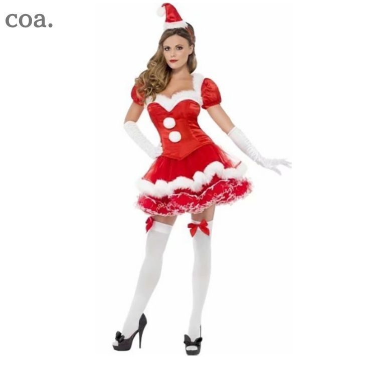 Rakuten - サンタ コスチューム クリスマス サンタクロース Xmas コスプレ パーティー イベント 衣装 仮装 ワンピース ミニ丈 ミニワンピース ショート丈 女性 レディース 大人 可愛い