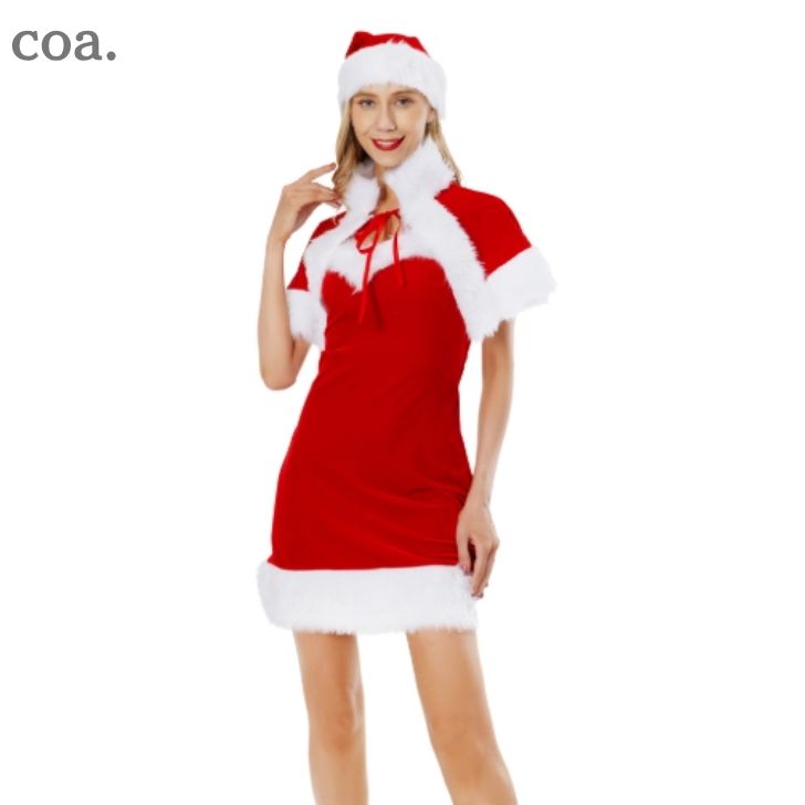 サンタ コスチューム クリスマス サンタクロース Xmas コスプレ パーティー イベント 衣装 仮装 ワンピース ミニ丈 ミニワンピース ショート丈 女性 レディース 大人 可愛い