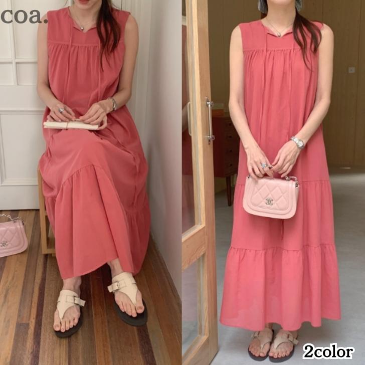 乐天商城 - ワンピース ロングワンピース マキシワンピース レディース ゆったり 体型カバー マキシ丈 ロング丈 ノースリーブ 無地 カジュアル シンプル 大人 デート お出かけ お洒落 きれいめ Aライン