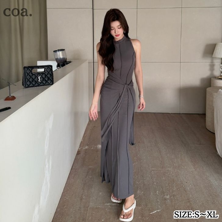 Rakuten - タイトワンピース ドレス レディース ロングワンピース ロング丈 ノースリーブ 無地 シンプル セクシー カジュアル デート 奇麗め 上品 お洒落 二次会 お呼ばれ 女子会