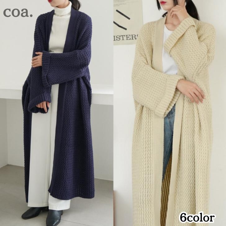 乐天商城 - ニット コート カーディガン アウター 羽織 レディース 長袖 ロング丈 ロングコート 大人 上品 シンプル お洒落 可愛い お出かけ 女子会 デート 通勤