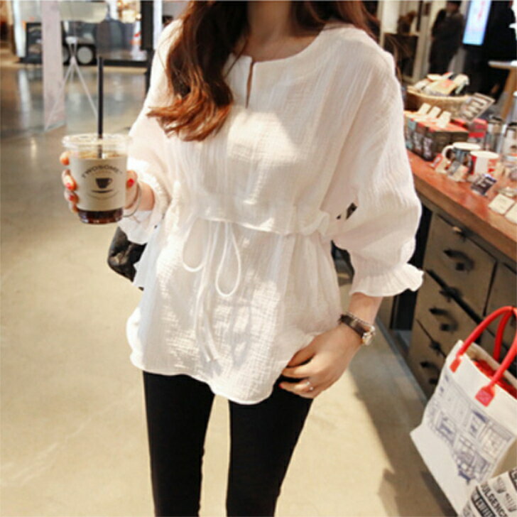 ブラウス チュニック 七分丈 透け感 レース トップス シャツ シンプル カジュアル ウエスト リボン 体型カバー ゆったり レディース 無地 着痩せ