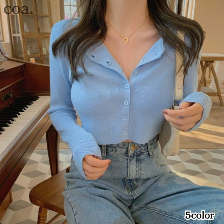 Rakuten - ニット トップス レディース カーディガン 羽織 薄手 長袖 へそ出し ショート丈 大人 お洒落 可愛い お出かけ セクシー