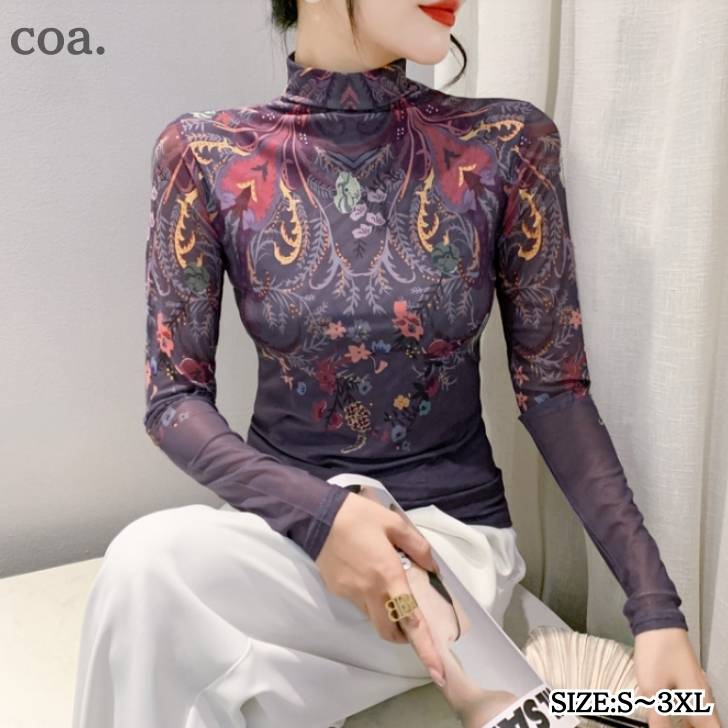 シャツTシャツロンTプリント花柄カ...