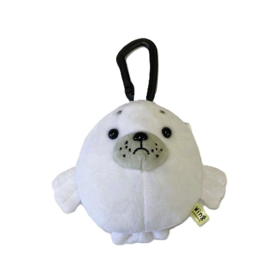 アザラシ ミニポーチ カラビナ付き ぬいぐるみポーチ リュック バッグ 高校生 中学生 通学