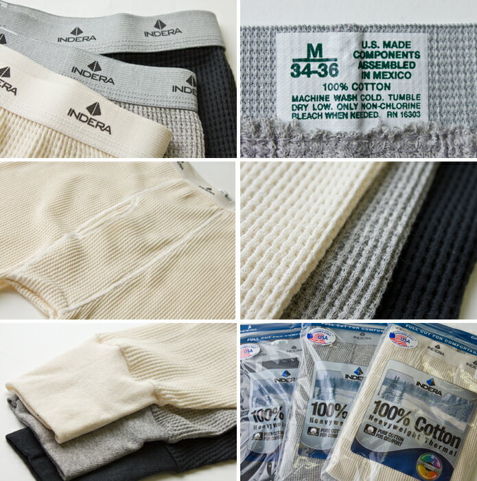 [INDERA MILLS インデラミルズ]コットン100%ヘビーウエイト・サーマル パンツ/タイツCotton Heavyweight Thermals 839DR