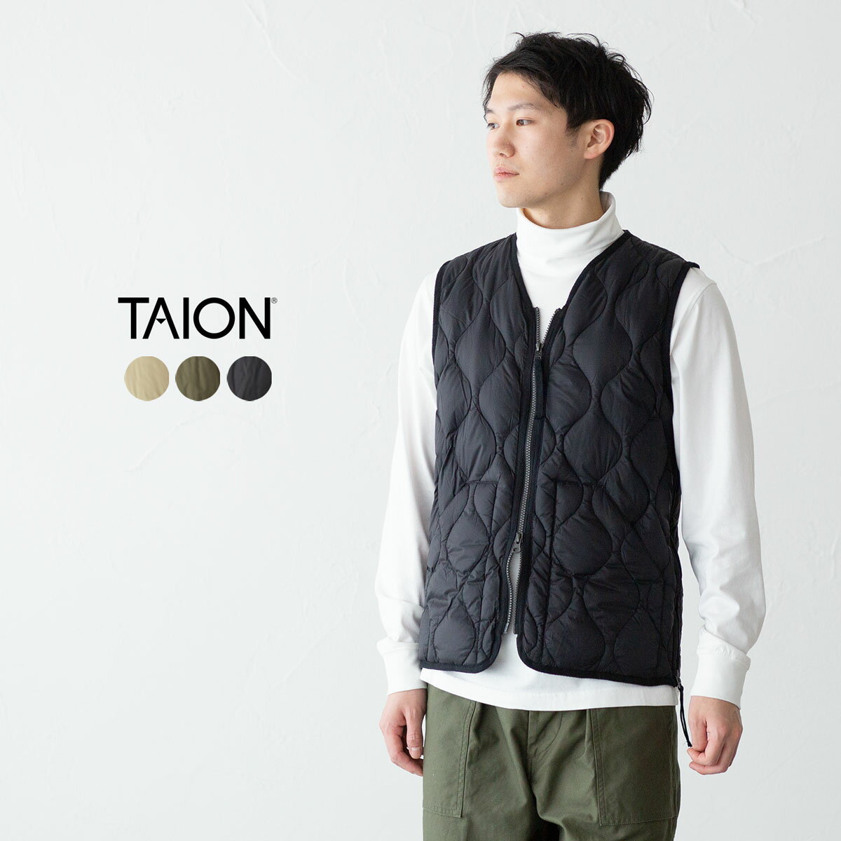 タイオンミリタリーVネックWジップ...