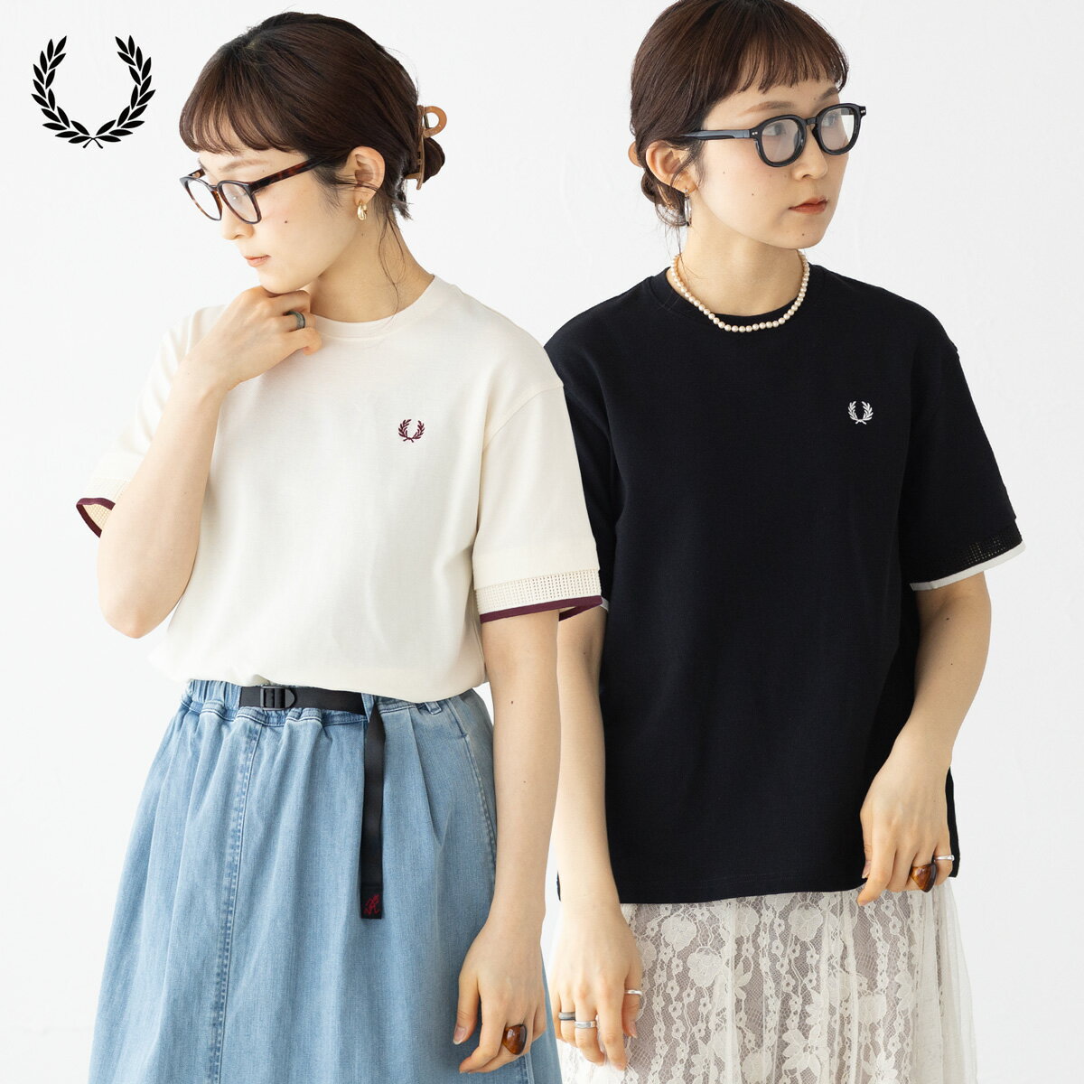 Rakuten - フレッドペリー メッシュカフ ピケ Tシャツ FRED PERRY G2167 レディース 鹿の子 カットソー