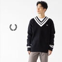 フレッドペリー FRED PERRY ストライプド Vネック ジャンパー チルデン セーター K8541 メンズ レディース テニス ニット クリケットニット ...