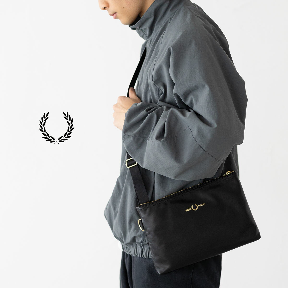 Rakuten - フレッドペリー FRED PERRY スムースレザー サコッシュ L2801 本革 メンズ レディース クロスボディバッグ