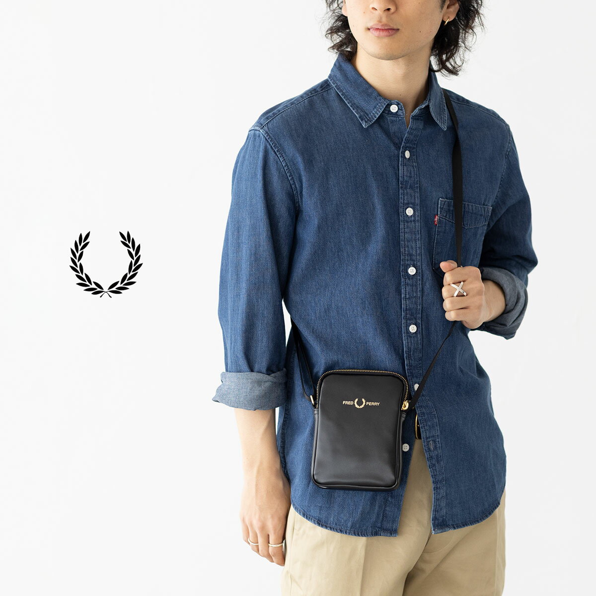 フレッドペリー FRED PERRY スムースレザー スモール サイド バッグ L2802 メンズ レディース ミニ ショルダーバッグ