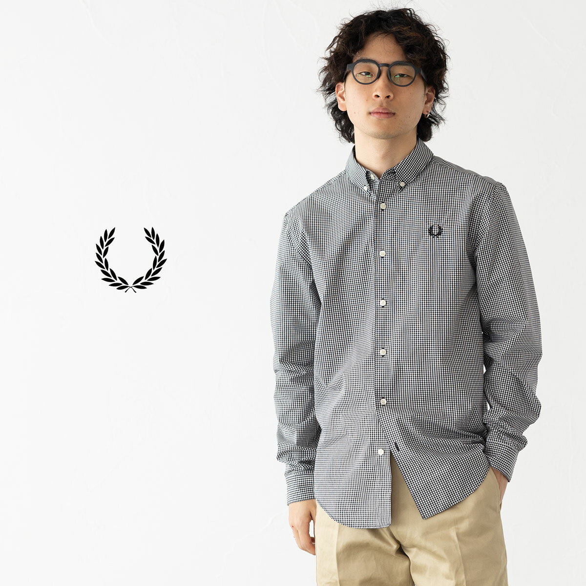 Rakuten - フレッドペリー マイクロ ギンガム シャツ FRED PERRY M2436 メンズ チェック ボタンダウン