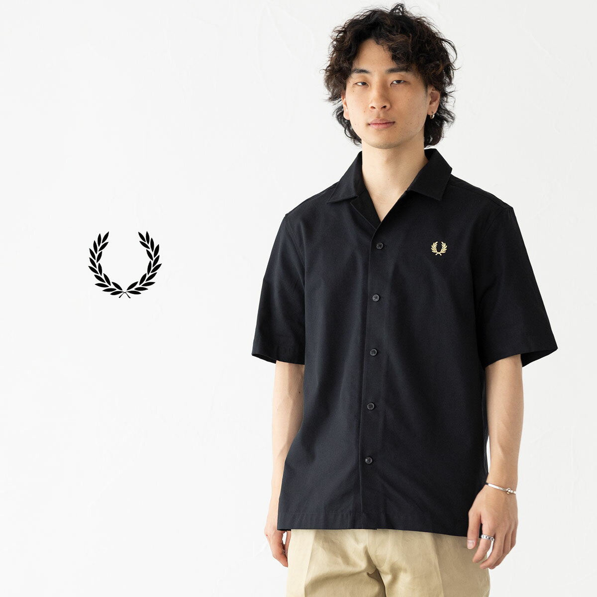 フレッドペリー FRED PERRY バスケットウィーブ シャツ M2438 メンズ レディース 開襟 オープンカラー