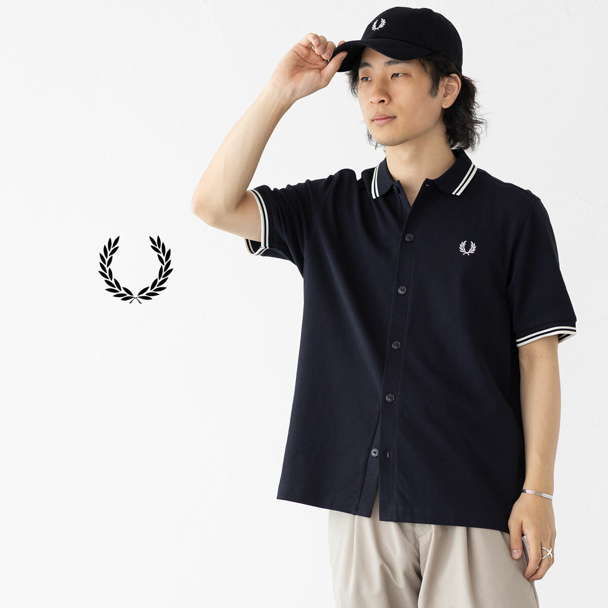 フレッドペリー ボタンスルー ポロシャツ FRED PERRY M2451 フルオープン 鹿の子 ...