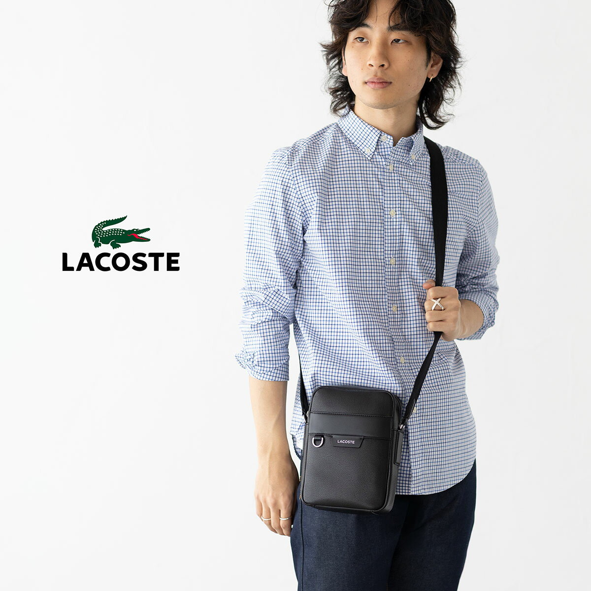 ラコステ オシアン レザー サッチェルバッグ LACOSTE NH5047OI メンズ レディース ミニ ショルダーバッグ