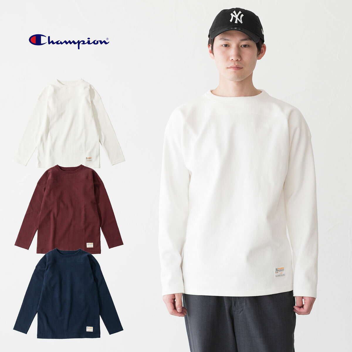 チャンピオン プラクティス フットボール Tシャツ 日本製 Champion C3-T422 トゥルートゥーアーカイブス TRUE TO ARCHIVES 長袖 ロングスリーブ Tシャツ