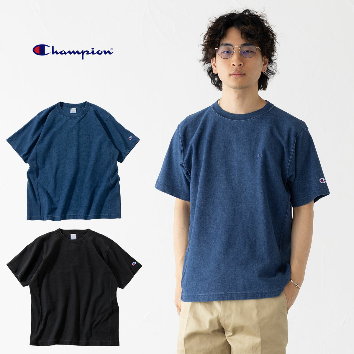 Rakuten - チャンピオン リバースウィーブ インディゴ ショートスリーブ Tシャツ Champion C3-D301 メンズ レディース 半袖