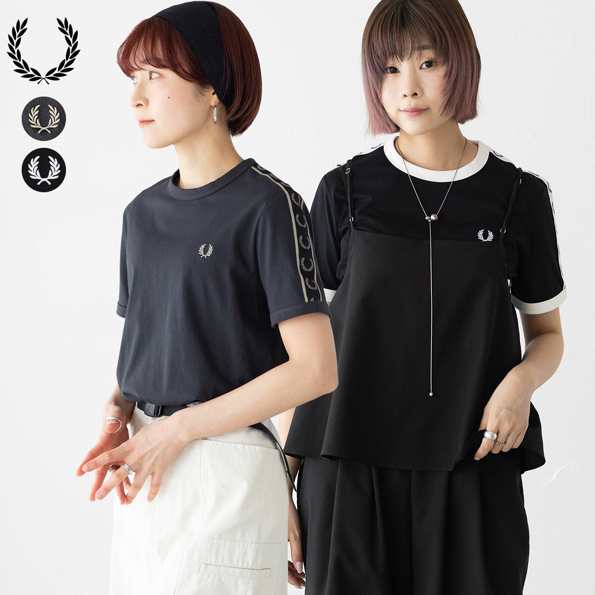 フレッドペリー テープド リンガー Tシャツ FRED PERRY G4129/G4620 レディース 半袖 