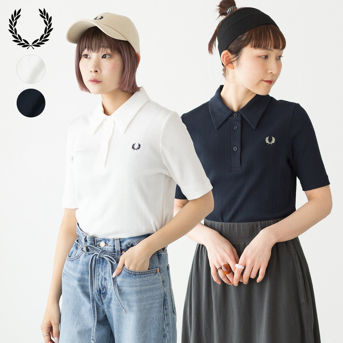 フレッドペリー リブ ポロ シャツ 半袖 FRED PERRY G9169 レディース