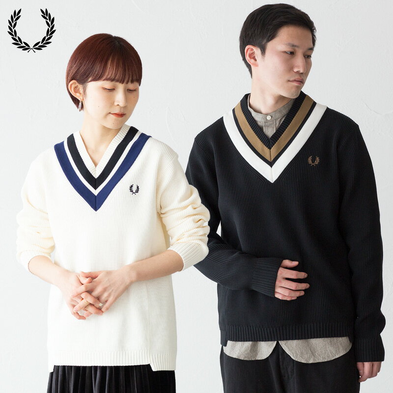 フレッドペリー チルデン セーター K4536 ストライプド Vネック ジャンパー Striped V-Neck Jumperのサムネイル