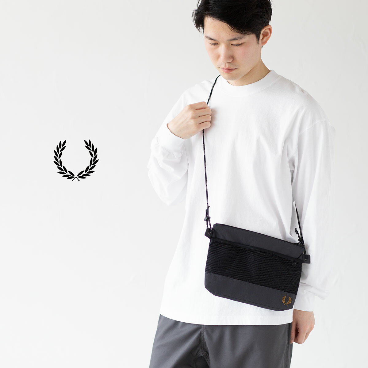 フレッドペリー クリンクル ナイロン メッシュ サコッシュ バッグ FRED PERRY L7287 メンズ レディース ショルダーバッグ