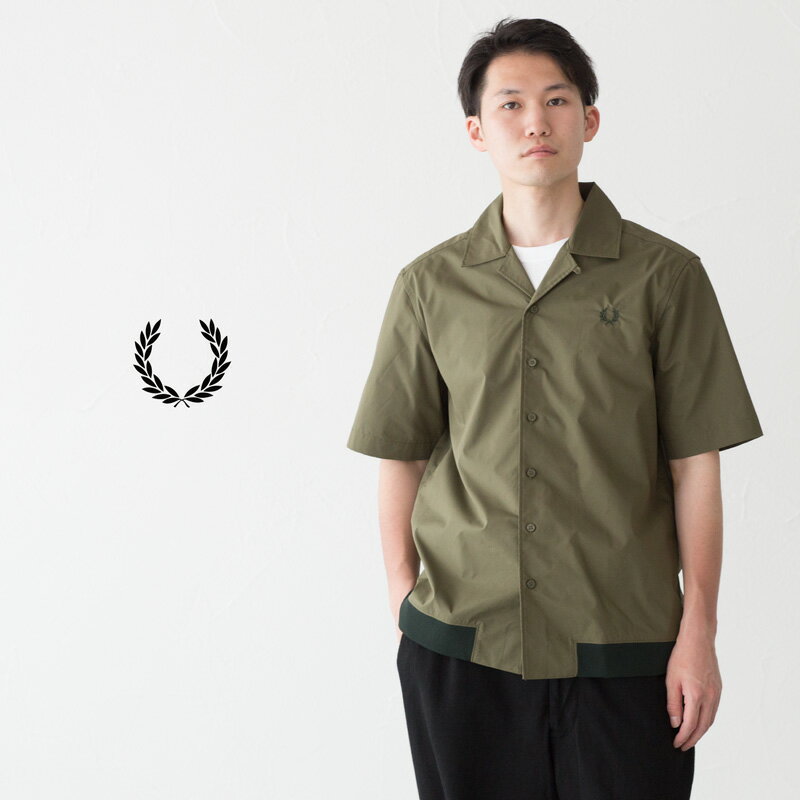 フレッドペリー リブド ヘム リビアカラー シャツ FRED PERRY M5705 メンズ 半袖 開襟シャツ