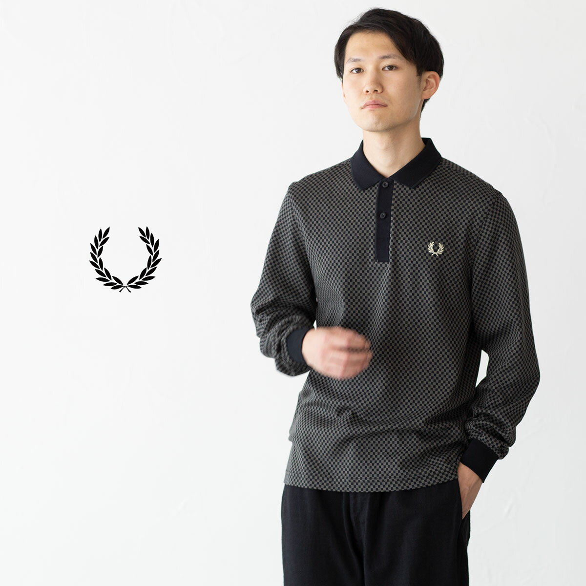 フレッドペリー マイクロ チェッカーボード ポロシャツ FRED PERRY M6592 メンズ 長袖