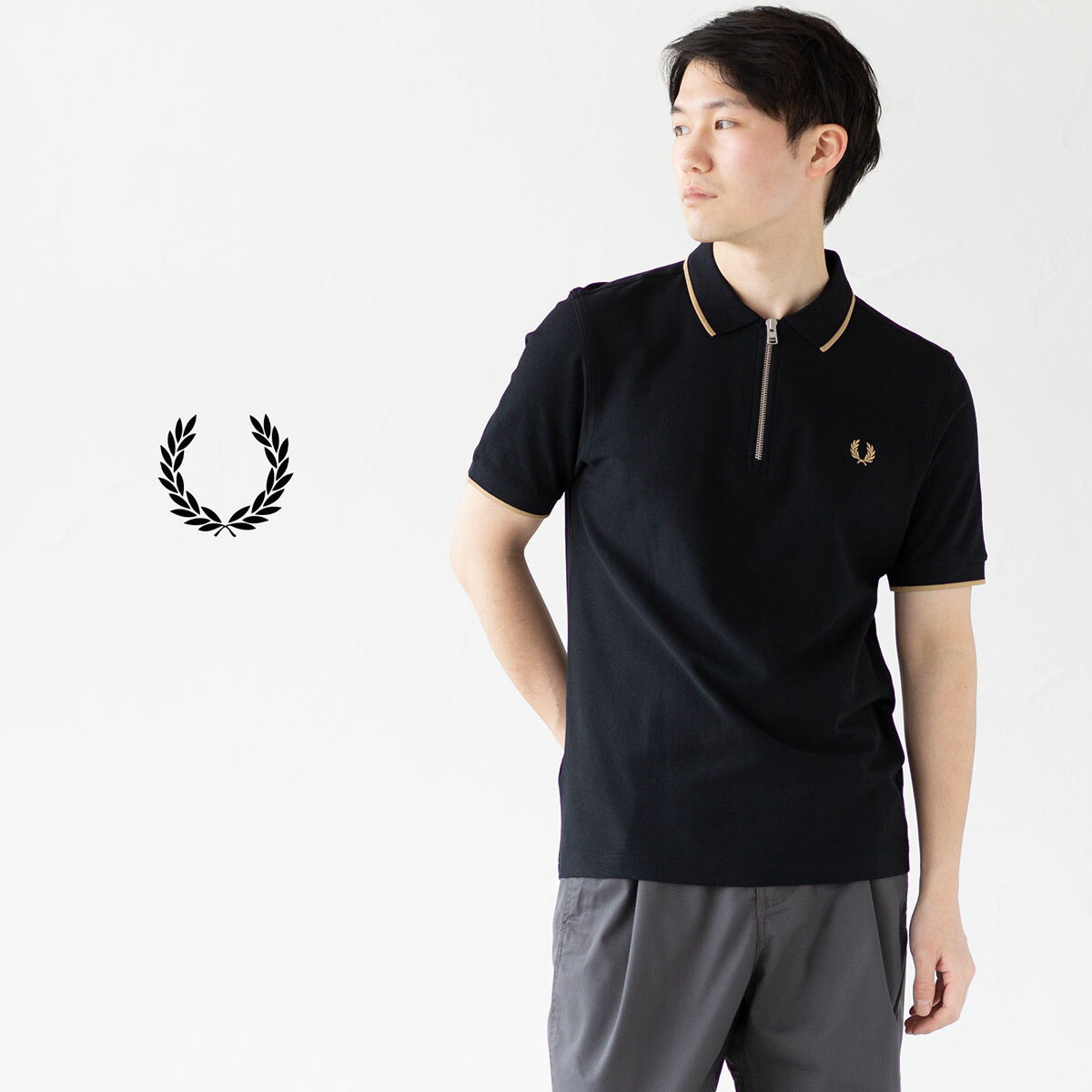 フレッドペリー フレッドペリー ポロシャツ FRED PERRY クレープ ピケ ジップ ネック M7729 メンズ