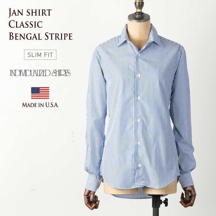 インディビジュアライズドシャツ レディース ジャンシャツ ベンガルストライプ ネイビー [スリムフィット/SLIM FIT] D86BBS-G INDIVIDUALIZED SHIRTS JAN SHIRTのサムネイル