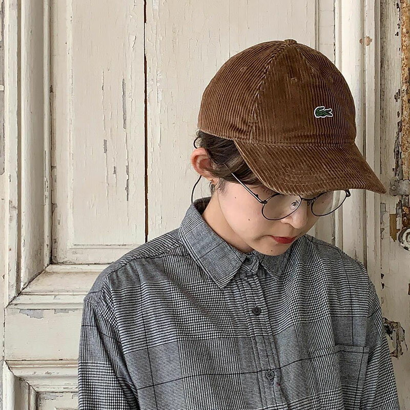 ラコステ ワンポイント刺繍 コーデュロイ パネル キャップ RK3669L