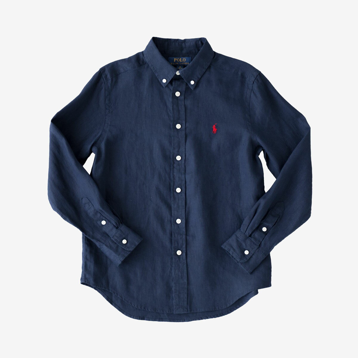 極美品 ポロラルフローレン コットン ネイビーシャツ 黒ポニー刺繡 2 S～M Polo Ralph Lauren 