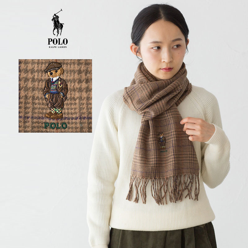 ポロベア チェック ウール マフラー PC1042 ポロ ラルフローレン ジェンツ ベア スカーフ POLO RalphLaurenのサムネイル