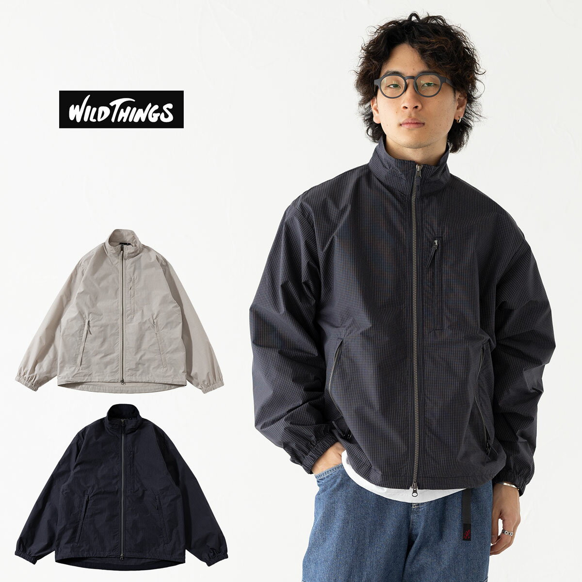 Rakuten - ワイルドシングス スペースチェック スタンドアップ ジャケット WILD THINGS WT26031AD メンズ ブルゾン シェル