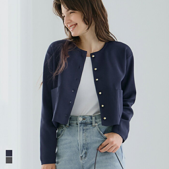 ゴールドボタンクルーネックニットカーディガン レディース メール便不可 coca コカ