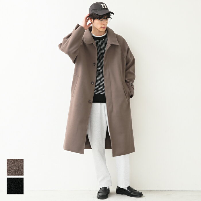 セール★5990円→4990円 コート メンズ バルマカンコート オーバーサイズ 羽織り 前開き ロング丈 ポケット ボタン 長袖 無地 送料無料/メール便不可 22aw coca コカのサムネイル