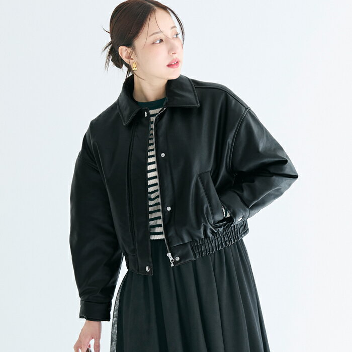 中綿フェイクレザージャケット レディース 送料無料/メール便不可 coca コカのサムネイル