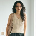 セール★1490円→550円 サマーニット レディース タンクトップ リブニット Vネック プルオーバー ミディアム丈 無地 GC メール便可 24ss coc...