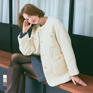 プードル金釦ノーカラーコート レディース 送料無料/メール便不可 coca コカ